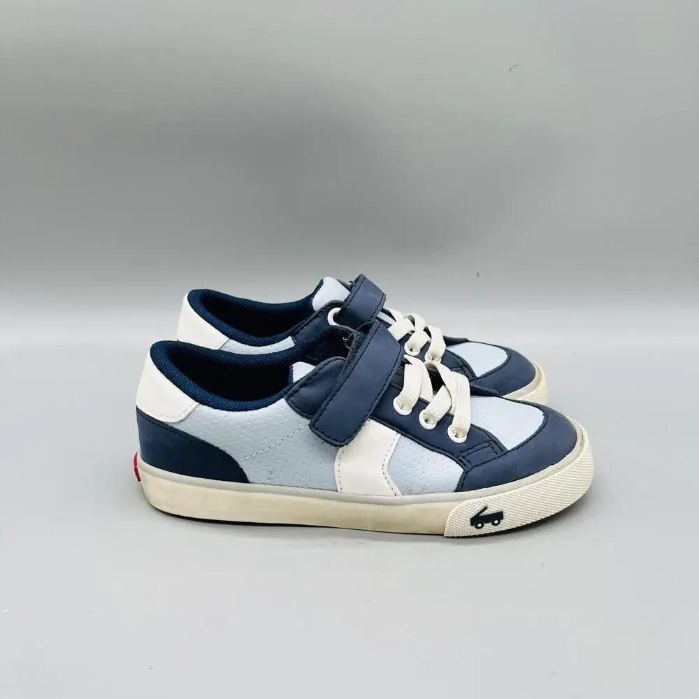 See Kai Run Shoes Boys 13 Blue White Low Top Hook Loop Strap Casual Sneakers